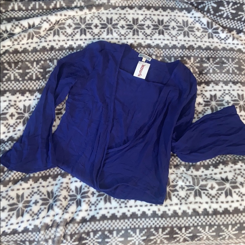 Blue Open-Front Blouse